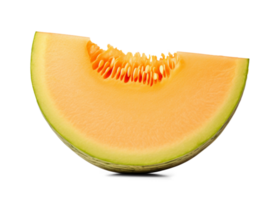 Slice of cantaloupe melon isolated on transparent background, png