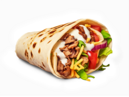 Shawarma sandwich isolated on transparent background, png