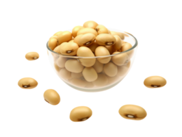 Soybeans in a bowl isolated on transparent background, png