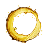 Splash of olive or engine oil arranged in a circle isolated on transparent background, png