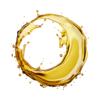 Splash of olive or engine oil arranged in a circle isolated on transparent background, png