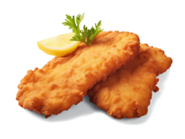 hemlagad panerad kyckling schnitzel isolerat på transparent bakgrund, png