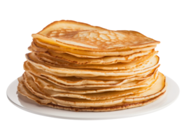 Stack of thin crepes isolated on transparent background, png