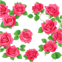 elegante floral Projeto com Rosa rosas e verde folhas delicado Rosa rosas com exuberante vegetação em uma transparente fundo ai gerado png