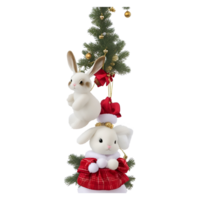 Festive Snowman and Christmas Tree on Grid Pattern png