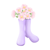 Flowers in purple boots png