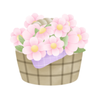 rosado flores en cesta png