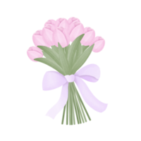 Pink Tulips and Purple Ribbon png