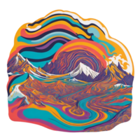 A psychedelic landscape. The landscape is full of swirling patterns and vibrant colors. AI Generative png
