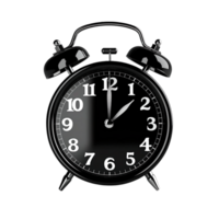 Black alarm clock on a transparent background. ai generated png