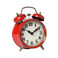 Red alarm clock on a transparent background. ai generated png