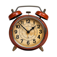 Vintage brown alarm clock on transparent background. ai generated png