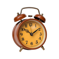 Vintage brown alarm clock on transparent background. ai generated png