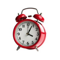 Red alarm clock on a transparent background. ai generated png