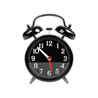 Black alarm clock on a transparent background. ai generated png