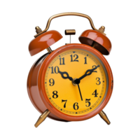 Vintage brown alarm clock on transparent background. ai generated png