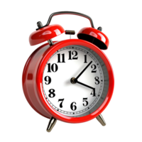 Red alarm clock on a transparent background. ai generated png