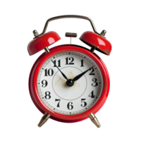 Red alarm clock on a transparent background. ai generated png