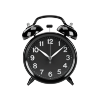 negro alarma reloj en un transparente antecedentes. ai generado png