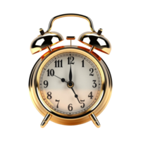 vintage dourado alarme relógio em transparente fundo. ai gerado png