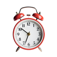 Red alarm clock on a transparent background. ai generated png