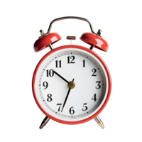 Red alarm clock on a transparent background. ai generated png