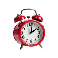 Red alarm clock on a transparent background. ai generated png