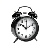 Black alarm clock on a transparent background. ai generated png