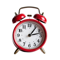 Red alarm clock on a transparent background. ai generated png