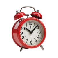 Red alarm clock on a transparent background. ai generated png