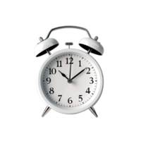 White alarm clock on a transparent background. ai generated png