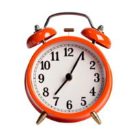 Orange alarm clock on a transparent background. ai generated png