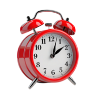 Red alarm clock on a transparent background. ai generated png