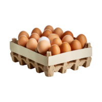 package of eggs in storage from a farm isolated on transparent background. png