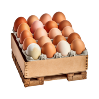 package of eggs in storage from a farm isolated on transparent background. png