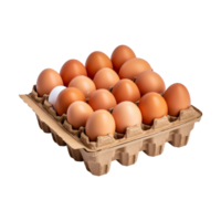 package of eggs in storage from a farm isolated on transparent background. png