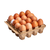 package of eggs in storage from a farm isolated on transparent background. png