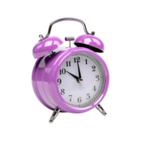 violet alarme l'horloge sur une transparent Contexte. ai généré png