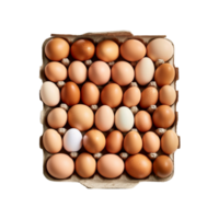 paquete de huevos en almacenamiento desde un granja aislado en transparente antecedentes. ai generado png