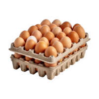 paquete de huevos en almacenamiento desde un granja aislado en transparente antecedentes. ai generado png