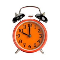 Orange alarm clock on a transparent background. ai generated png