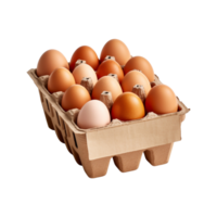 package of eggs in storage from a farm isolated on transparent background. png