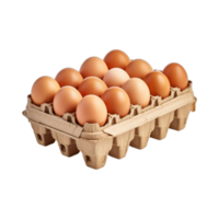 paquete de huevos en almacenamiento desde un granja aislado en transparente antecedentes. ai generado png