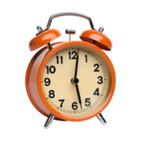 Orange alarm clock on a transparent background. ai generated png