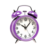 violet alarme l'horloge sur une transparent Contexte. ai généré png