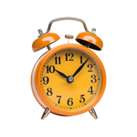 Orange alarm clock on a transparent background. ai generated png