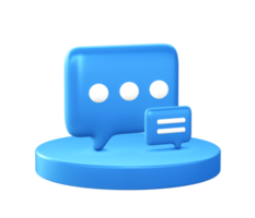 3d illustration icon of online chatting message with circular or round podium png