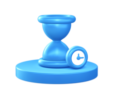 3d ilustración icono de reloj de arena hora con circular o redondo podio png