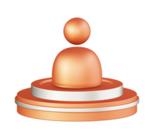3d illustration icon design of metallic orange business personal profile with circular or round podium png