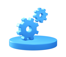 3d illustration icon of Setting gear configuration with circular or round podium png